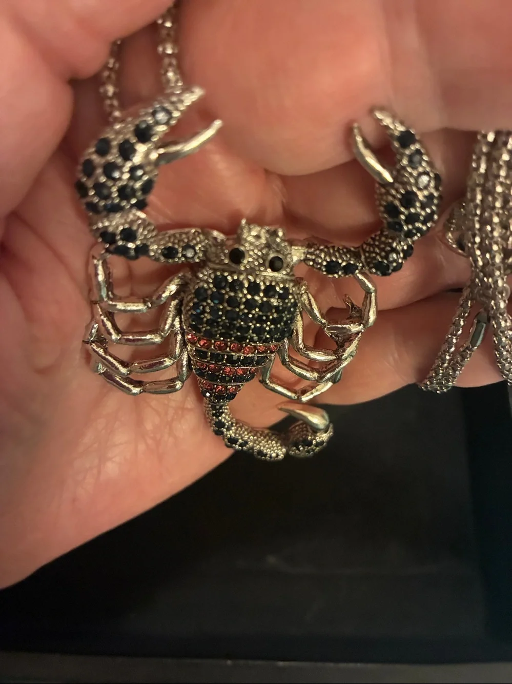 Scorpion Pendant Necklace - Black and Red Crystal Accent NWOT